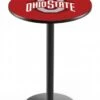 Discount - Ohio State Buckeyes Black Wrinkle Bar Table with Round Base