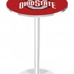 Discount - Ohio State Buckeyes Chrome Pub Table with Round Base