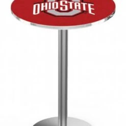 Discount - Ohio State Buckeyes Stainless Steel Bar Table with Round Base