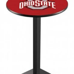 Discount - Ohio State Buckeyes Black Wrinkle Pub Table with Square Base