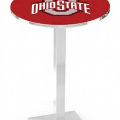 Discount - Ohio State Buckeyes Chrome Bar Table with Square Base