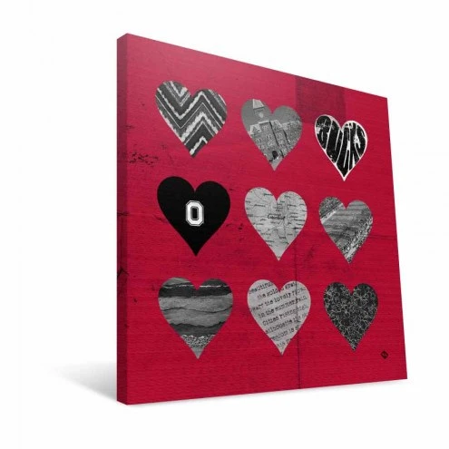 Discount - Ohio State Buckeyes 12" x 12" Hearts Canvas Print 1 Discount - Ohio State Buckeyes 12" x 12" Hearts Canvas Print