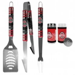 Discount - Ohio State Buckeyes 3 Piece Tailgater BBQ Set and Salt and Pepper Shaker Set