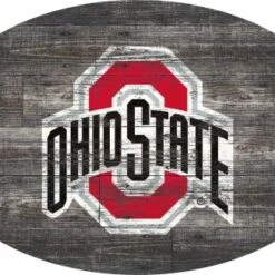 Discount - Ohio State Buckeyes 46" Distressed Wood Oval Sign