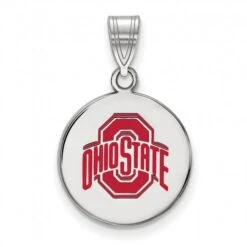 Discount - Ohio State Buckeyes Sterling Silver Medium Enameled Disc Pendant
