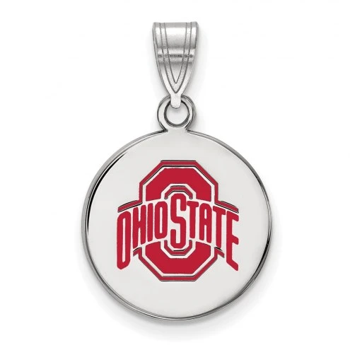 Discount - Ohio State Buckeyes Sterling Silver Medium Enameled Disc Pendant 1 Discount - Ohio State Buckeyes Sterling Silver Medium Enameled Disc Pendant