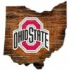 Discount - Ohio State Buckeyes Distressed State with Logo Sign