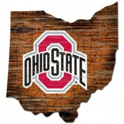 Discount - Ohio State Buckeyes Distressed State with Logo Sign