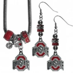 Discount - Ohio State Buckeyes Euro Bead Earrings & Necklace Set