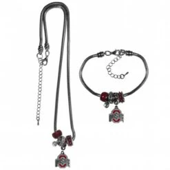 Discount - Ohio State Buckeyes Euro Bead Necklace & Bracelet Set