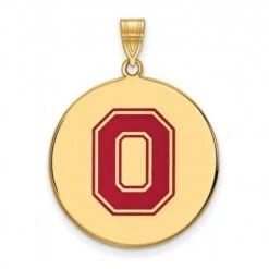Discount - Ohio State Buckeyes Sterling Silver Gold Plated Extra Large Enameled Disc Pendant