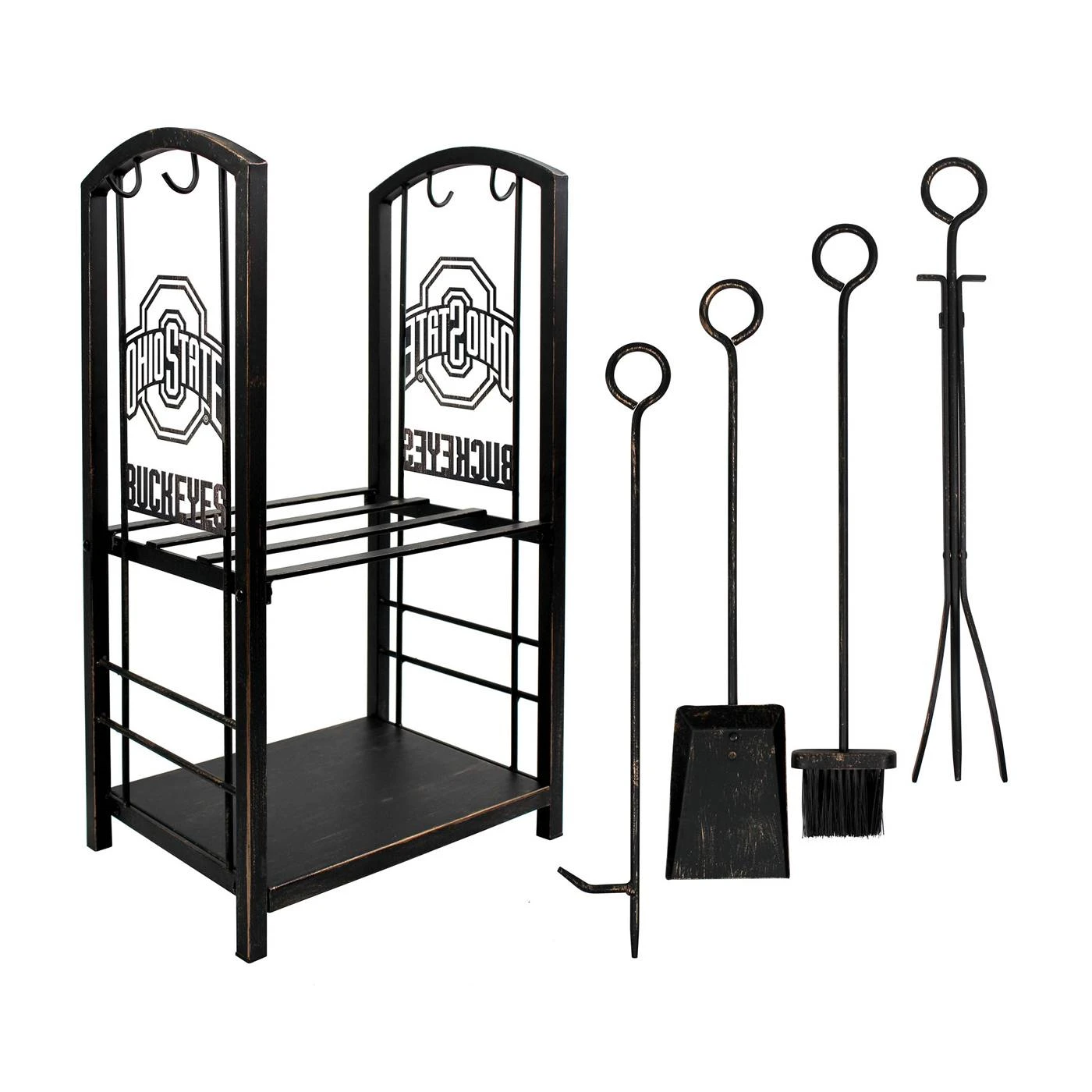 Discount - Ohio State Buckeyes Fireplace Wood Holder & Tool Set 2 Discount - Ohio State Buckeyes Fireplace Wood Holder & Tool Set - Image 2
