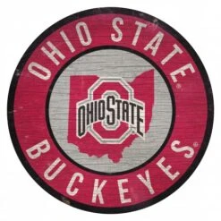 Discount - Ohio State Buckeyes Round State Wood Sign