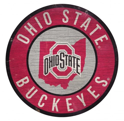 Discount - Ohio State Buckeyes Round State Wood Sign 1 Discount - Ohio State Buckeyes Round State Wood Sign