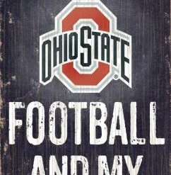 Discount - Ohio State Buckeyes Football & Dog Wood Sign