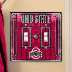 Discount - Ohio State Buckeyes Glass Double Switch Plate Cover