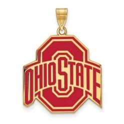 Discount - Ohio State Buckeyes Sterling Silver Gold Plated Extra Large Enameled Pendant