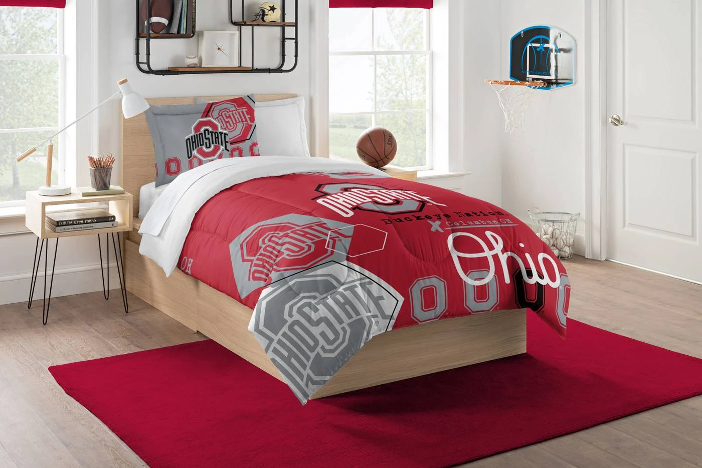 Discount - Ohio State Buckeyes Hexagon Twin Comforter & Sham Set 1 Discount - Ohio State Buckeyes Hexagon Twin Comforter & Sham Set