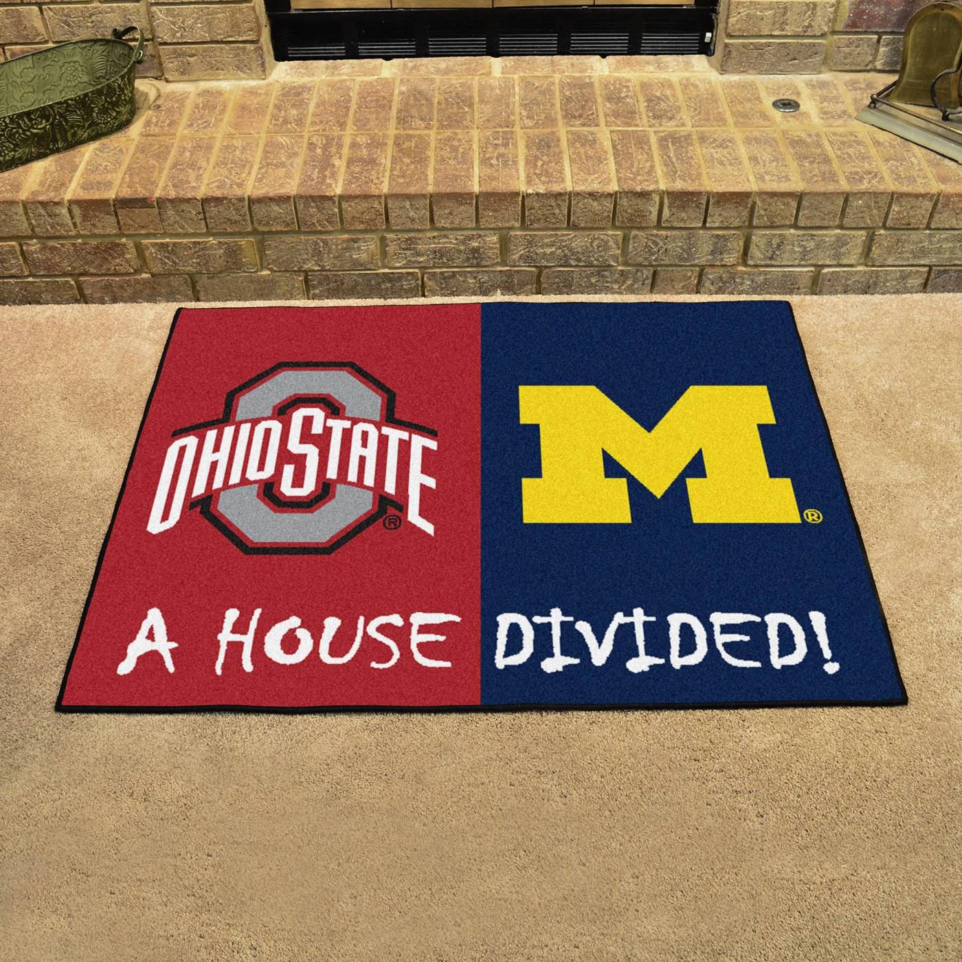 Discount - Ohio State Buckeyes/Michigan Wolverines House Divided Mat 1 Discount - Ohio State Buckeyes/Michigan Wolverines House Divided Mat
