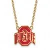 Discount - Ohio State Buckeyes Sterling Silver Gold Plated Large Enameled Pendant Necklace