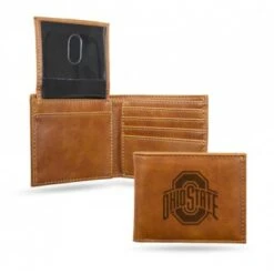 Discount - Ohio State Buckeyes Laser Engraved Brown Billfold Wallet