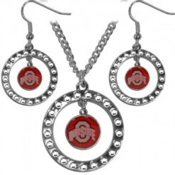 Discount - Ohio State Buckeyes Rhinestone Hoop Jewelry Set
