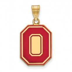 Discount - Ohio State Buckeyes Sterling Silver Gold Plated Large Enameled Pendant