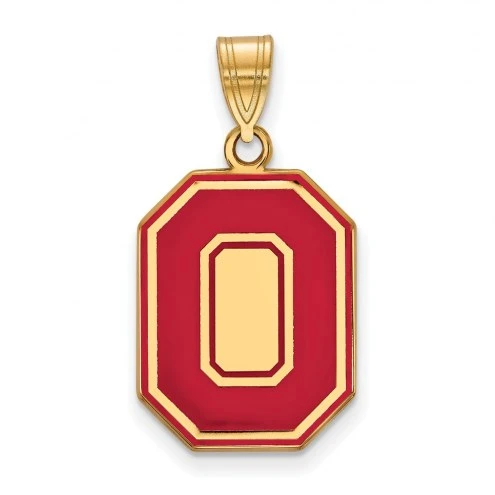 Discount - Ohio State Buckeyes Sterling Silver Gold Plated Large Enameled Pendant 1 Discount - Ohio State Buckeyes Sterling Silver Gold Plated Large Enameled Pendant
