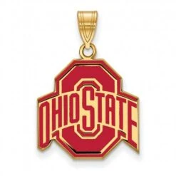 Discount - Ohio State Buckeyes Sterling Silver Gold Plated Large Enameled Pendant