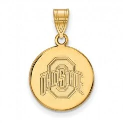 Discount - Ohio State Buckeyes Sterling Silver Gold Plated Medium Disc Pendant