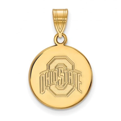 Discount - Ohio State Buckeyes Sterling Silver Gold Plated Medium Disc Pendant 1 Discount - Ohio State Buckeyes Sterling Silver Gold Plated Medium Disc Pendant
