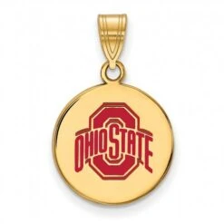 Discount - Ohio State Buckeyes Sterling Silver Gold Plated Medium Enameled Disc Pendant