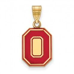 Discount - Ohio State Buckeyes Sterling Silver Gold Plated Medium Enameled Pendant
