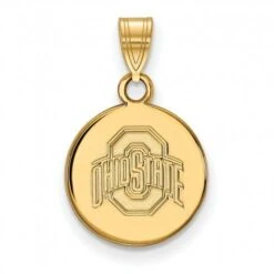 Discount - Ohio State Buckeyes Sterling Silver Gold Plated Small Disc Pendant