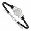 Discount - Ohio State Buckeyes Sterling Silver Black Leather Bracelet