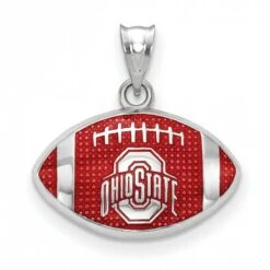 Discount - Ohio State Buckeyes Sterling Silver Enameled Football Pendant