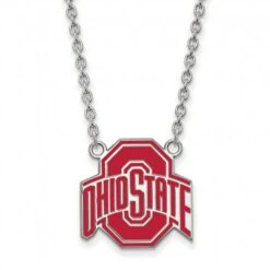 Discount - Ohio State Buckeyes Sterling Silver Large Enameled Pendant Necklace