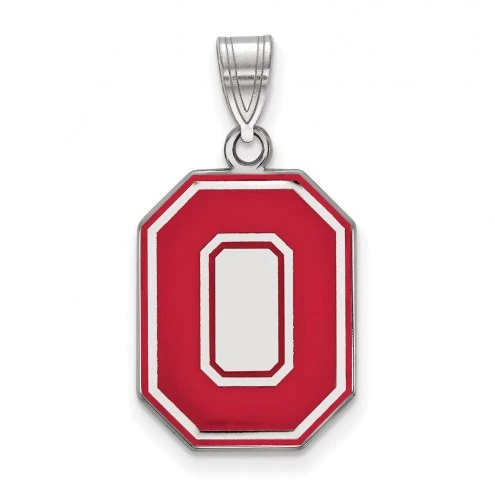 Discount - Ohio State Buckeyes Sterling Silver Large Enameled Pendant 1 Discount - Ohio State Buckeyes Sterling Silver Large Enameled Pendant