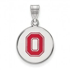 Discount - Ohio State Buckeyes Sterling Silver Medium Enameled Disc Pendant