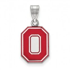Discount - Ohio State Buckeyes Sterling Silver Medium Enameled Pendant